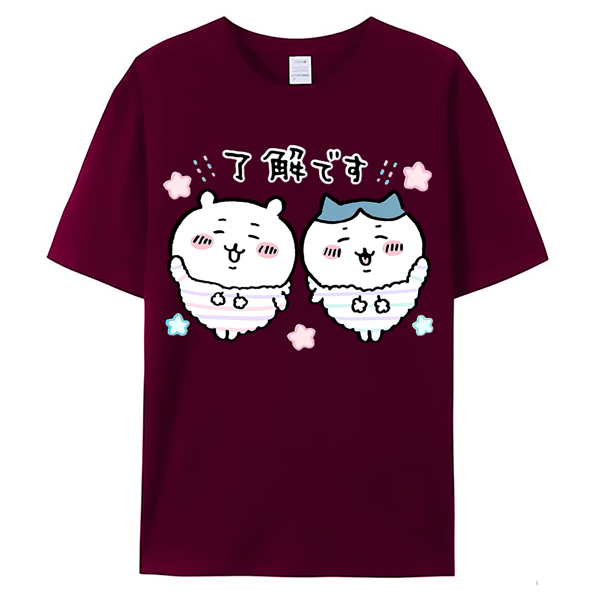 （画像用） ちいかわ ハチワレ Chii-kawa hachiware レディースカジュアルプリントTシャツ（綿100％）